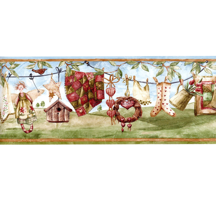 Rosalind Wheeler Country Clothesline Laundry Wallpaper Border Wayfair Canada